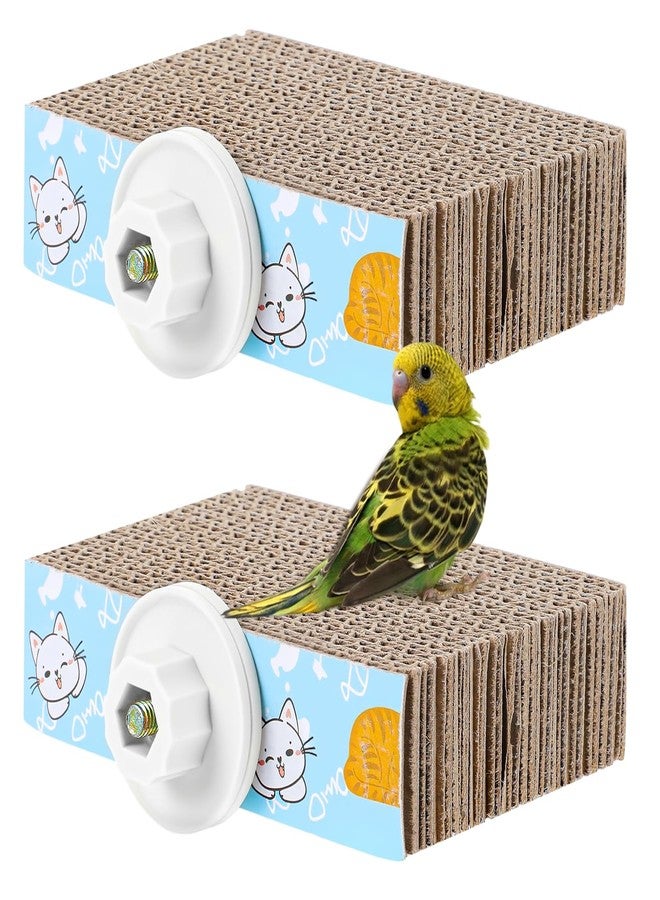 ElevateTech 2 PCS Bird Chew Toy Parrot Cage Perch Cardboard Platform Bird Paw Grinding Stand for Cage Birds Resting Platform Stand Parrot Playground Exercise Toys ParakeetsCage Accessories - Image 1